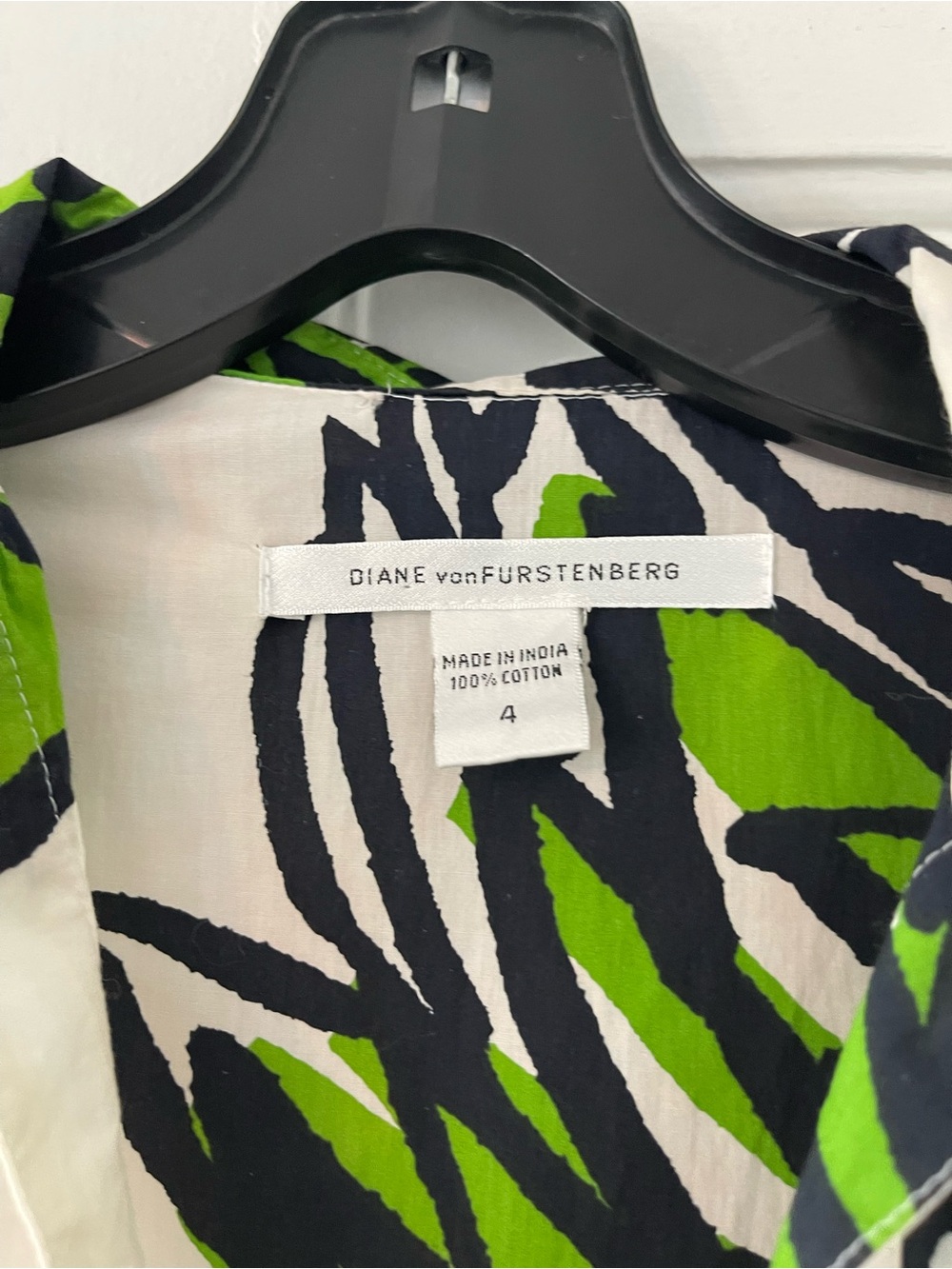 Y2K VTG 2006 Diane Von Furstenberg White Midi Dress with Green Floral Print - Picture 3 of 12
